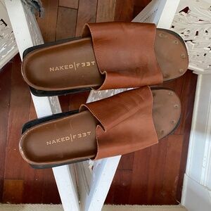 Naked Feet Women's Leather Slide Sandal sz 9